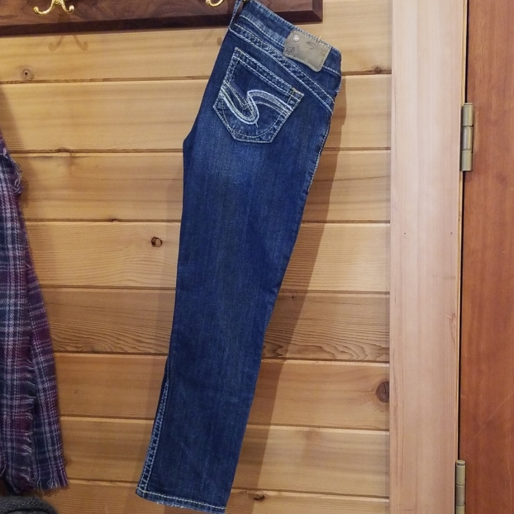 Silver denim capri